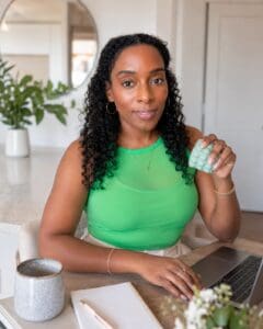 Erin Nicole with A solid, translucent fidget squishy shaped like an ice cube